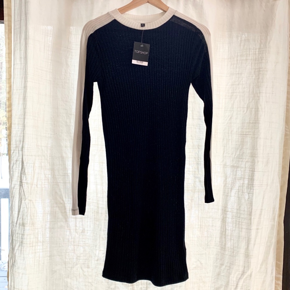 Topshop ribbed black and white dress NWT
